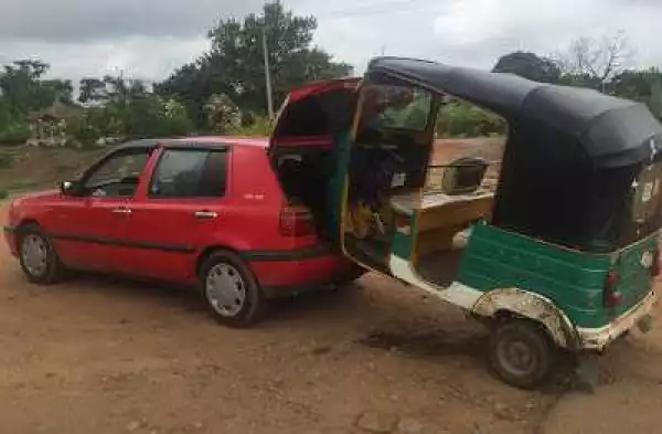 Photos: Keke Napep driver arrested after he towed his keke like this 